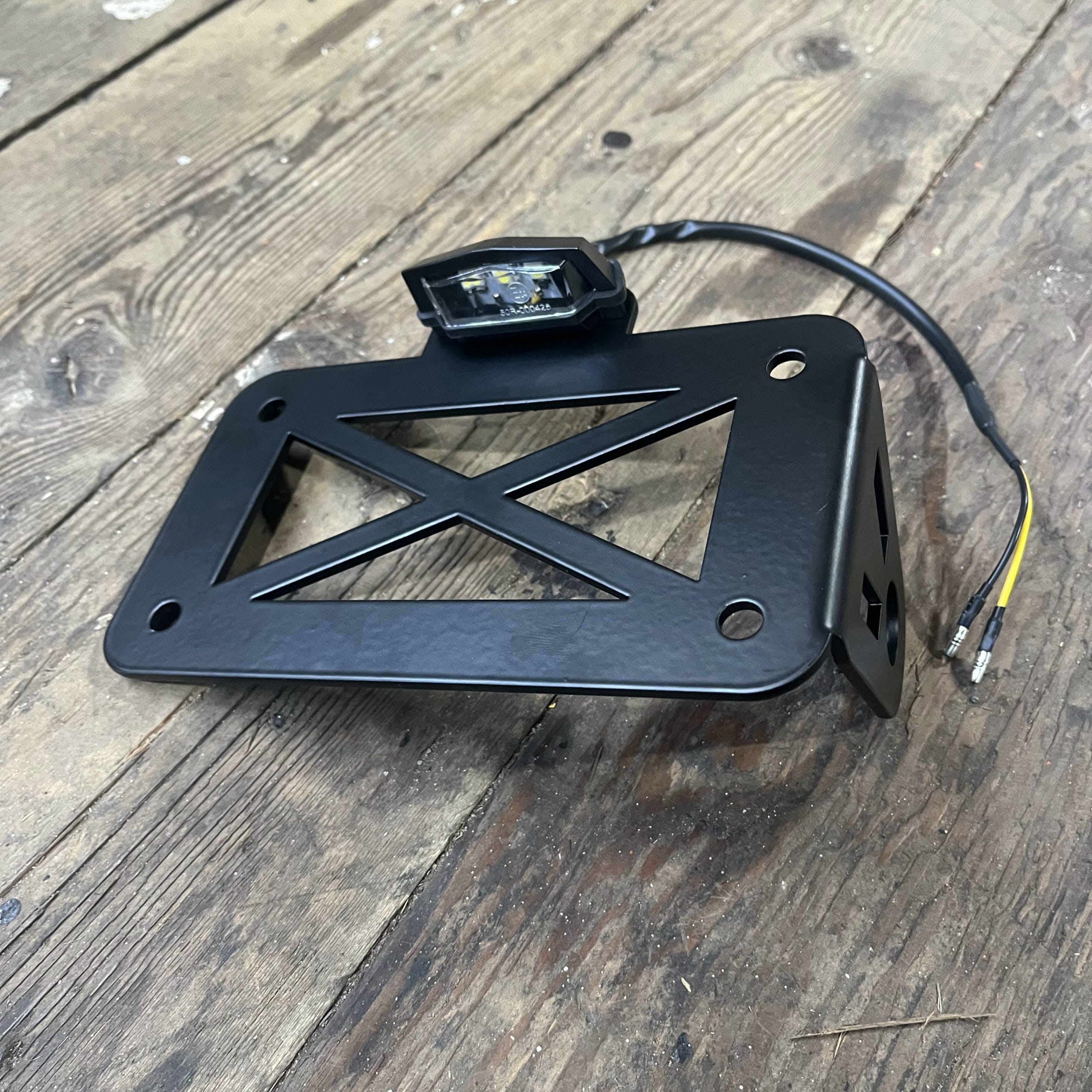 Side Mount Number Plate Bracket with LED light (20mm Axle) - Image 2